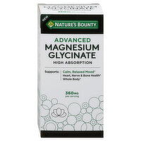 Nature's Bounty Magnesium Glycinate, Advanced, 360 mg, Capsules, 90 Each