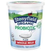 Stonyfield Organic Yogurt, Probiotic, Whole Milk, Plain, 2 Pound