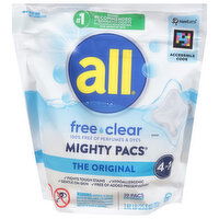 All Mighty Pacs Detergent, The Original, Free Clear, 4 in 1, 39 Each