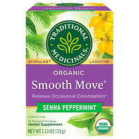 Traditional Medicinals Herbal Supplement, Organic, Senna Peppermint, Smooth Move, Tea Bags, 1.13 Ounce