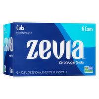 Zevia Soda, Zero Sugar, Cola, 6 Each