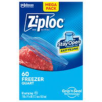 Ziploc Seal Top Bags, Freezer, Quart, Mega Pack, 60 Each