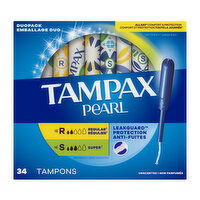 Tampax Pearl Tampax Pearl Tampons Multipack with LeakGuard Braid, Regular/Super, 34 Ct, 34 Each