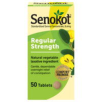 Senokot Senna Concentrate, Standardized, Regular Strength, 8.6 mg, Tablets, 50 Each