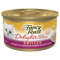 Fancy Feast Delights with Cheddar Gourmet Grilled Chicken & Cheddar Cheese Feast in Gravy Cat Food, 3 Ounce