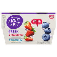 Dannon Strawberry Blueberry, Light+Fit, Greek Yogurt, 4 Pack, 21.2 Ounce