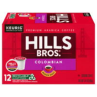 Hills Bros. K-Cup Pods Ground Premium Arabica Medium Roast Colombian Coffee, 12 Each