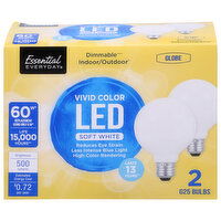 Essential Everyday Light Bulbs, LED, Soft White, Vivid Color, 60 Watts, 2 Each