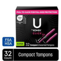 U by Kotex Click Compact Super Unscented Tampons, 32 Each