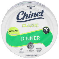 Chinet Classic Plates, Dinner, Compostable, 10.375 Inch, 70 Each