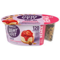 Dannon Light + Fit Yogurt & Mix-Ins, Strawberry Cheesecake, Fat Free, Greek, Remix, 4.5 Ounce