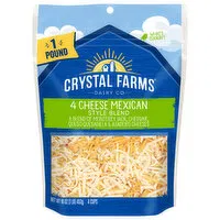 Crystal Farms Cheese, 4 Cheese Mexican Style Blend, 16 Ounce