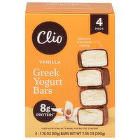 Clio Yogurt Bars, Greek, Vanilla, 4 Pack, 4 Each