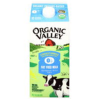 Organic Valley Milk, Fat Free, 0% Milk Fat, 0.5 Gallon