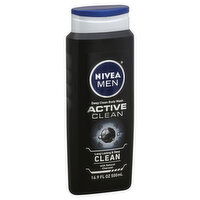 Nivea Active Clean Body Wash, Deep Clean, with Natural Charcoal, 16.9 Ounce