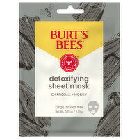 Burt's Bees Sheet Mask, Detoxifying, Charcoal + Honey, 1 Each