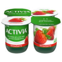 Activia Yogurt, Lowfat, Strawberry, 4 Each