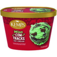 Kemps Mint Cow Tracks Ice Cream, 1.5 Quart