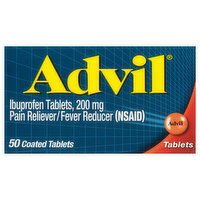 Advil Coated Tablets 200 mg Pain Reliever/Fever Reducer, 50 Each