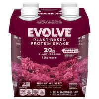 Evolve Protein Shake, Plant-Based, Berry Medley, 4 Pack, 4 Each