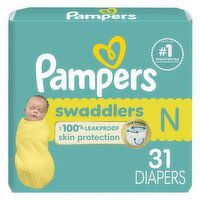 Pampers Swaddlers Swaddlers Newborn Diapers, Size N, 31 Each