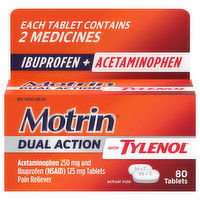 Motrin Ibuprofen + Acetaminophen, Dual Action, Tablets, 80 Each