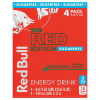 Red Bull The Red Edition Energy Drink, Sugarfree, Watermelon, 4 Pack, 4 Each