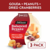 SARGENTO Balanced Breaks® Gouda Natural Cheese, Honey Roasted Peanuts and Dried Cranberries, 3-Pack, 5.64 Ounce