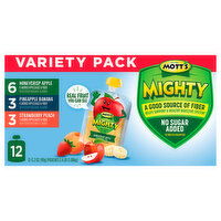 Mott's Mighty Snacks, Honeycrisp Apple, Pineapple Banana, Strawberry Peach, Variety Pack, 12 Each