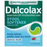 Dulcolax Stool Softener, Gradual Relief, 100 mg, Liquid Gels, 25 Each