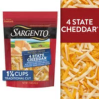 SARGENTO Off the Block Sargento® Shredded 4 State Cheddar® Natural Cheese, 7.5 oz., 7.78 Ounce