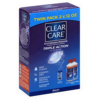 Clear Care Cleaning & Disinfecting Solution, Triple Action Cleaning, Twin Pack, 2 Each