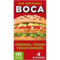 Boca Original Vegan Veggie Burgers, 4 Each