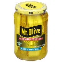 Mt Olive Pickles, Kosher Dill, Sandwich Stuffers, 24 Fluid ounce