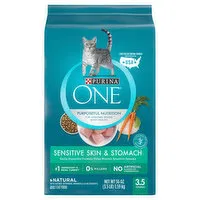 Purina One Cat Food, Adult, Sensitive Skin & Stomach, 56 Ounce