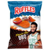 Ruffles Potato Chips, Flamin Hot BBQ Flavored, 8 Ounce