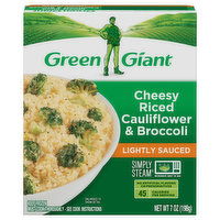 Green Giant Simply Steam Cauliflower & Broccoli, Cheesy Riced, Lightly Sauced, 7 Ounce