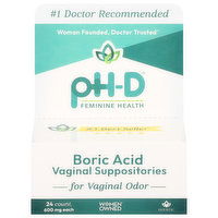 pH-D Feminine Health Vaginal Suppositories, Boric Acid, 600 mg, 24 Each