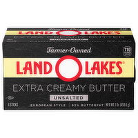 Land O Lakes Unsalted Extra Creamy Butter, European Style, 1 Pound