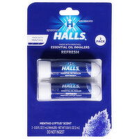 Halls Inhalers, Mentho-Lyptus Scent, Essential Oil, Refresh, 2 Pack, 2 Each