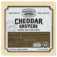 Wood River Creamery Cheese, Cheddar Gruyere, Black Truffle, 8 Ounce