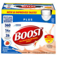 Boost Plus Balanced Nutritional Drink, Creamy Strawberry Flavor, 6 Each