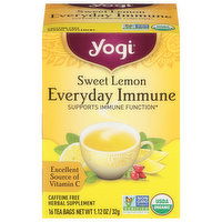 Yogi Herbal Supplement, Sweet Lemon, Caffeine Free, Everyday Immune, Tea Bags, 16 Each