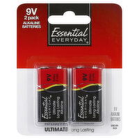 Essential Everyday Batteries, Alkaline, 9V, 2 Pack, 2 Each