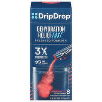 DripDrop Dehydration Relief Fast Electrolyte Drink Mix, Assorted, 8 Each