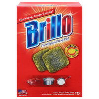 Brillo Soap Pads, Steel Wool, Lemon, 10 Each