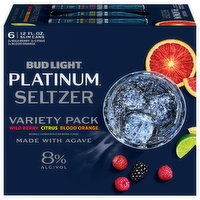 Bud Light Platinum Seltzer, Wild Berry/Citrus/Blood Orange, Variety Pack, 6 Each