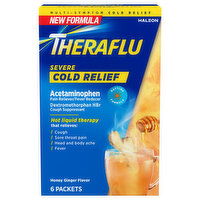 Theraflu Cold Relief, Severe, Honey Ginger Flavor, Packets, 6 Each