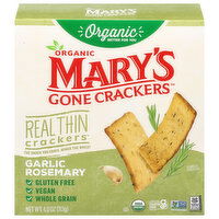 Mary's Gone Crackers Organic Real Thin Garlic Rosemary Crackers, 4 Ounce