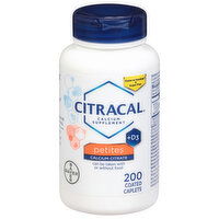 Citracal Calcium Citrate + D3, Petites, Coated Caplets, 200 Each